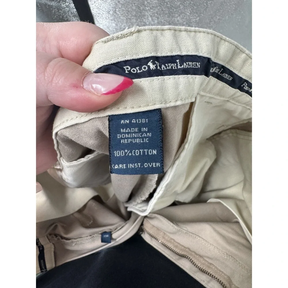 Polo Ralph Lauren Hammond Chino Pants Vintage 35x32 Khaki Cuffed Pleated Baggy